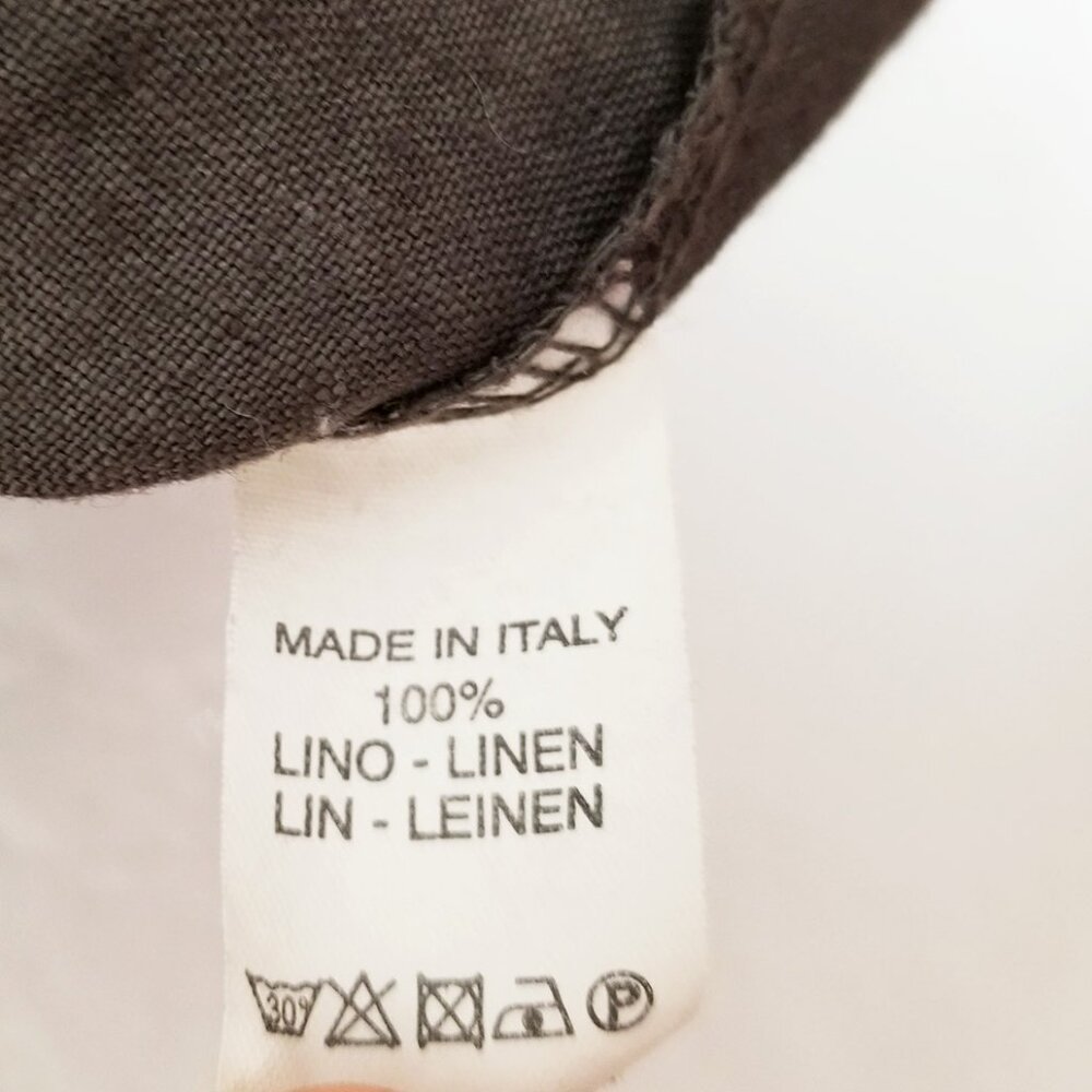 Inizio MAGIC 2 POCKET Sleeveless Linen Dress S Lagenlook Dark Olive Italy $150 - Picture 5 of 11